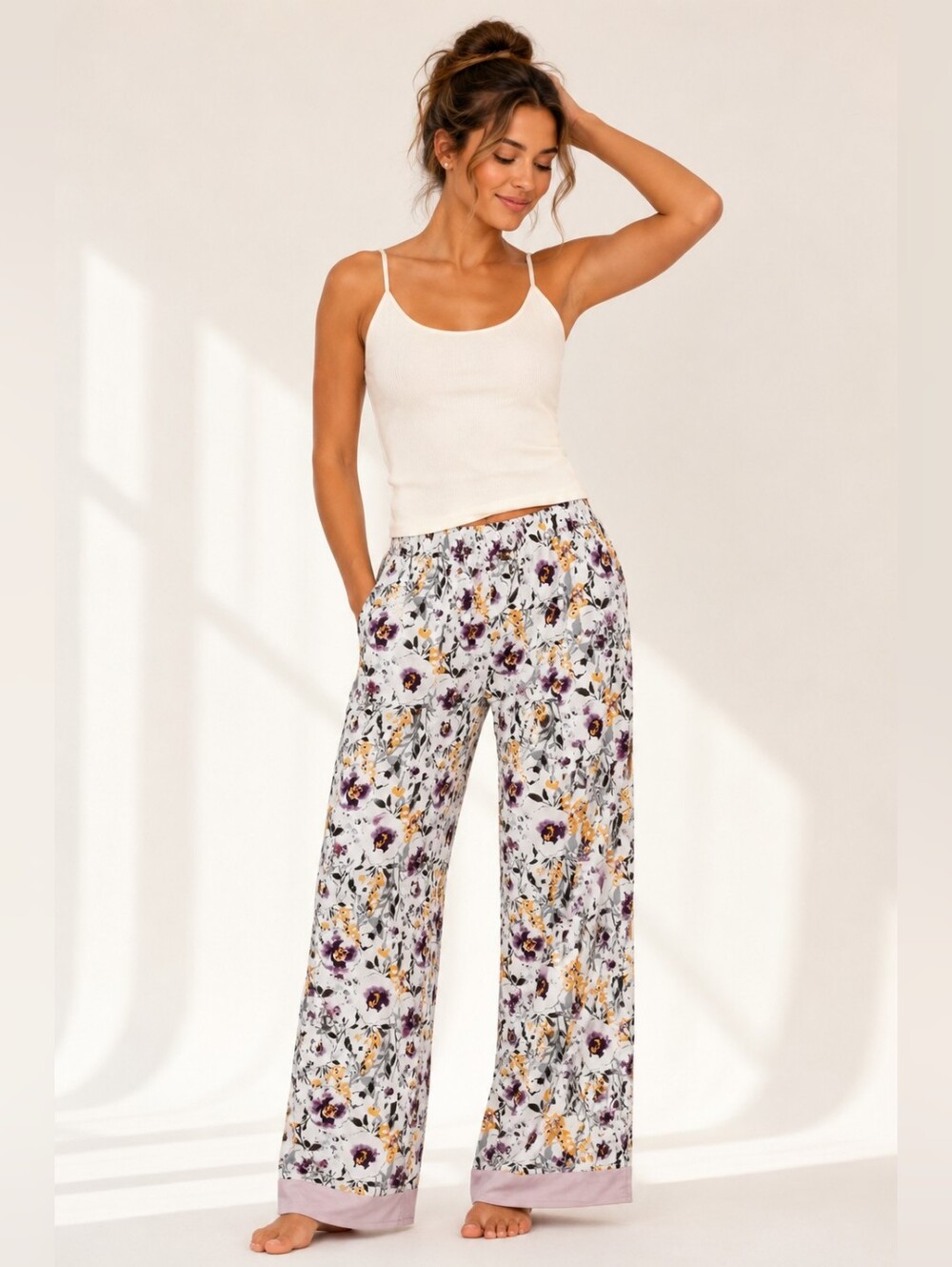 ✨️4/$20 Women’s Floral Wide-Leg Pajama Pants – Romantic Cottagecore Lounge